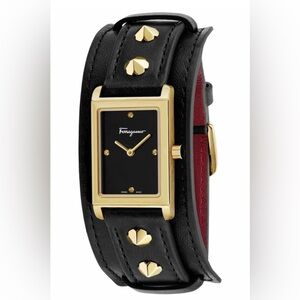 ❤️ Salvatore Ferragamo ~ Black and Gold Watch with Leather Band ❤️